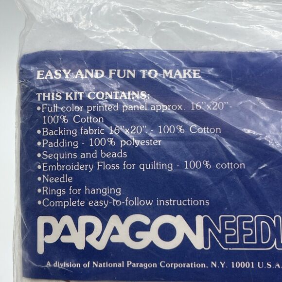 Vtg Merry Christmas Quick Quilt Wall Hanging Kit 80s Paragon Animals Snow 1981 - Picture 5 of 7